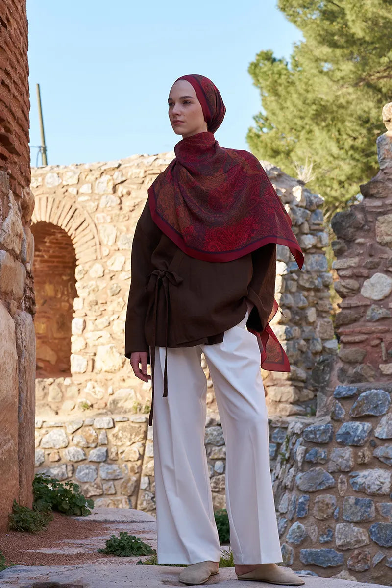 Sunrise Dream Pattern Shawl - Red