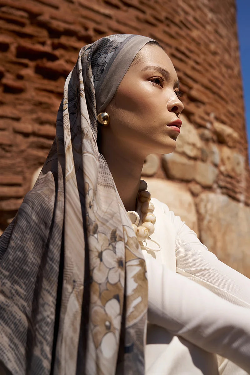 Sunrise Zambak Desen Şal - Bej