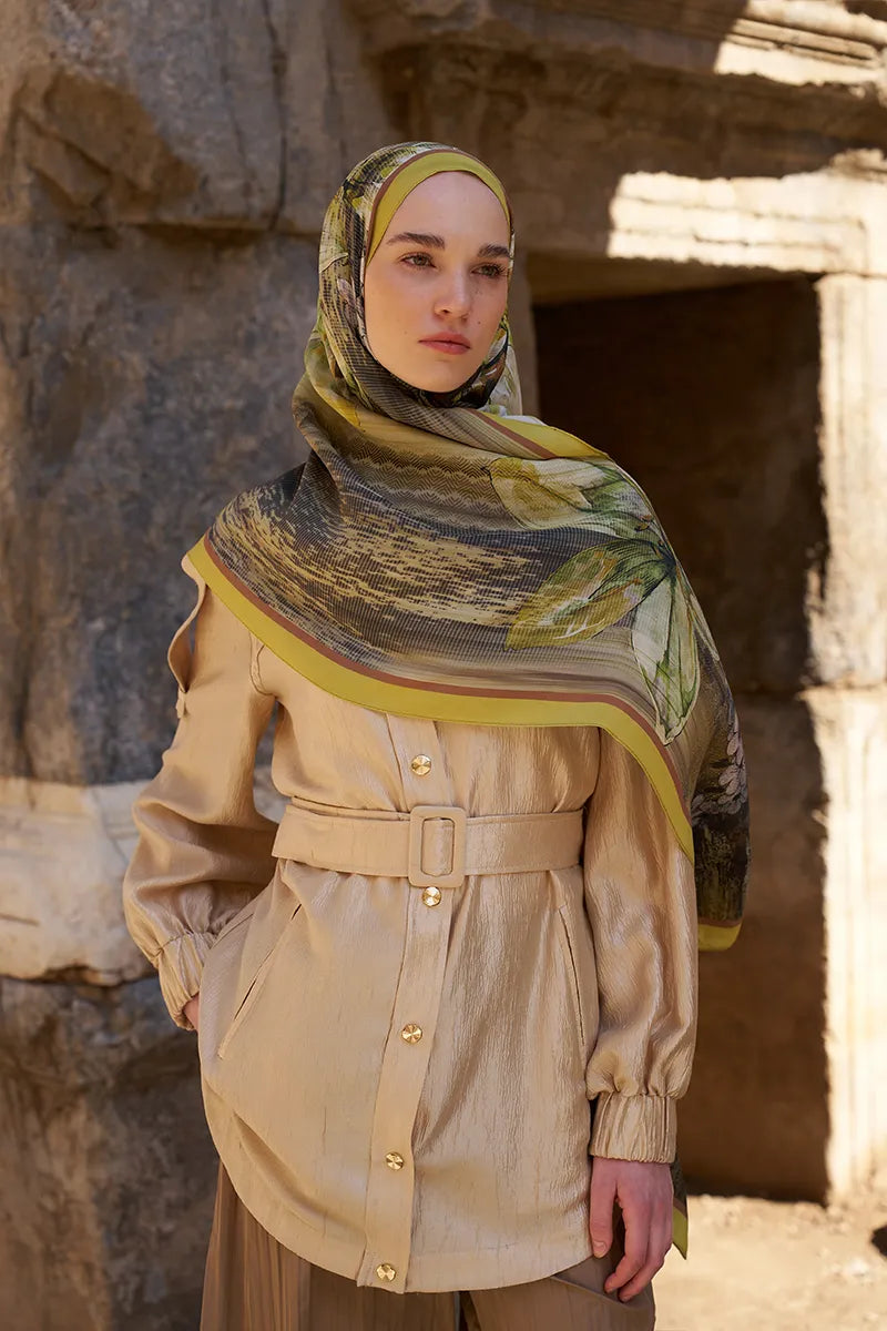 Sunrise Lily Pattern Shawl - Yellow