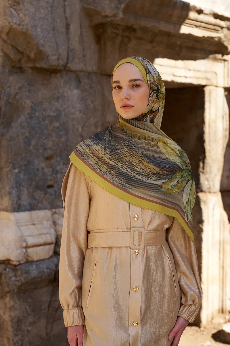 Sunrise Zambak Desen Şal - Sarı