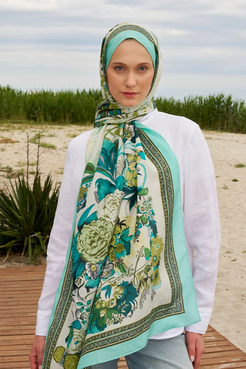 Tablo Desen Pamuk İpek Şal - Cam Göbeği