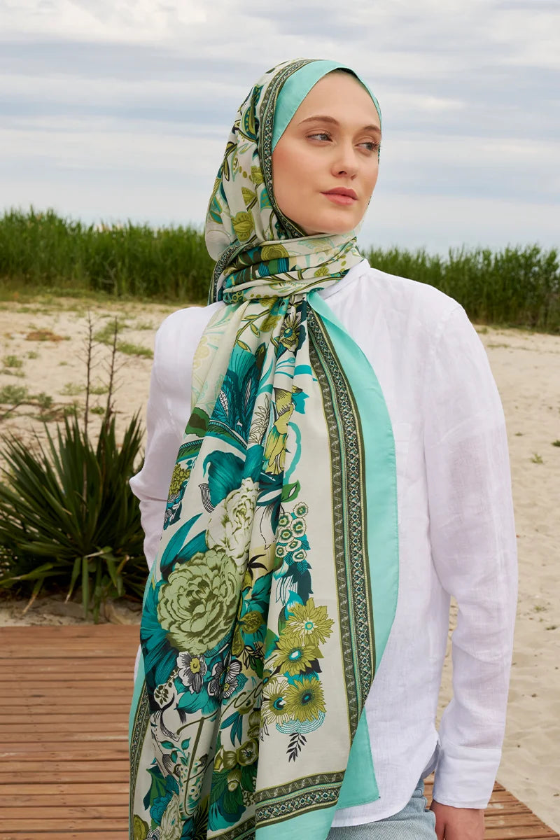 Tablo Desen Pamuk İpek Şal - Cam Göbeği