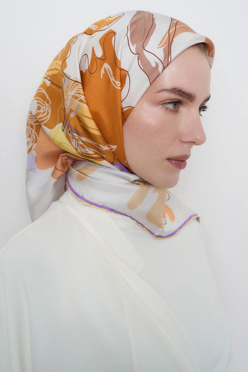 Tılsım Twill İpek Eşarp - Sarı