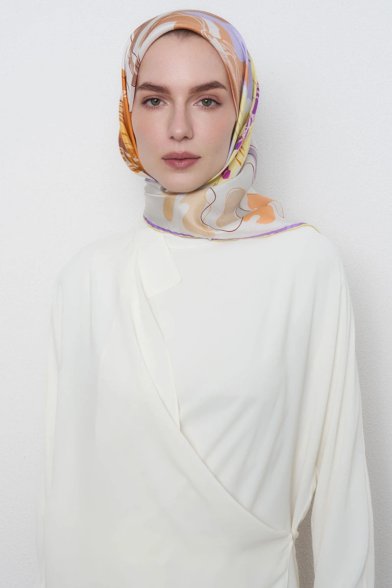Tılsım Twill İpek Eşarp - Sarı