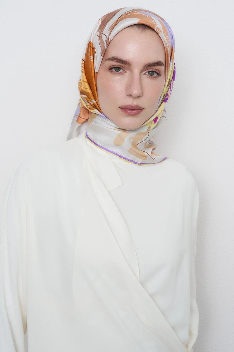 Tılsım Twill İpek Eşarp - Sarı