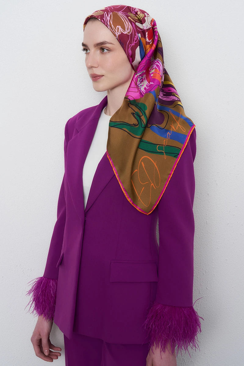Tılsım Twill İpek Eşarp - Turuncu