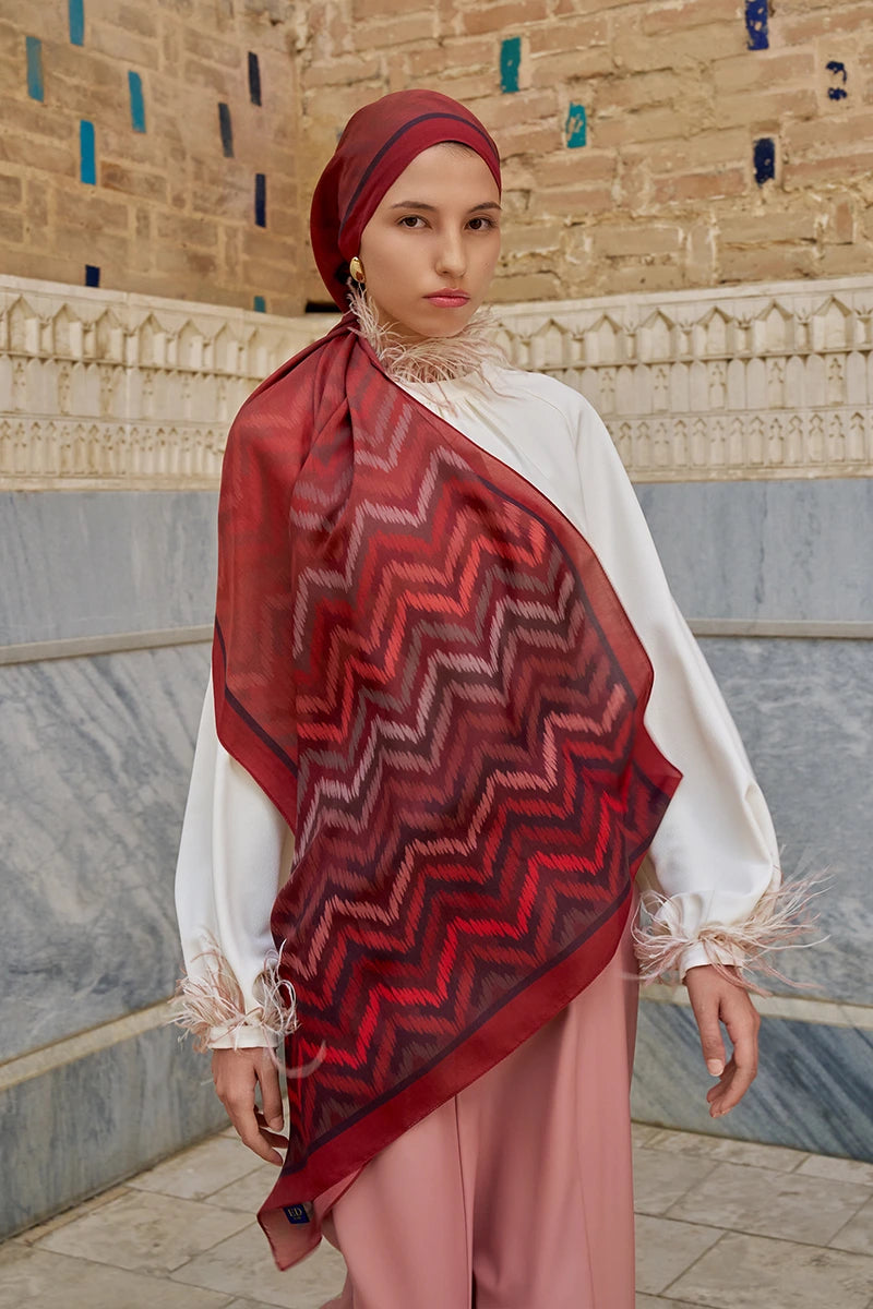 Velisse Floş Viskon Şal - Bordo