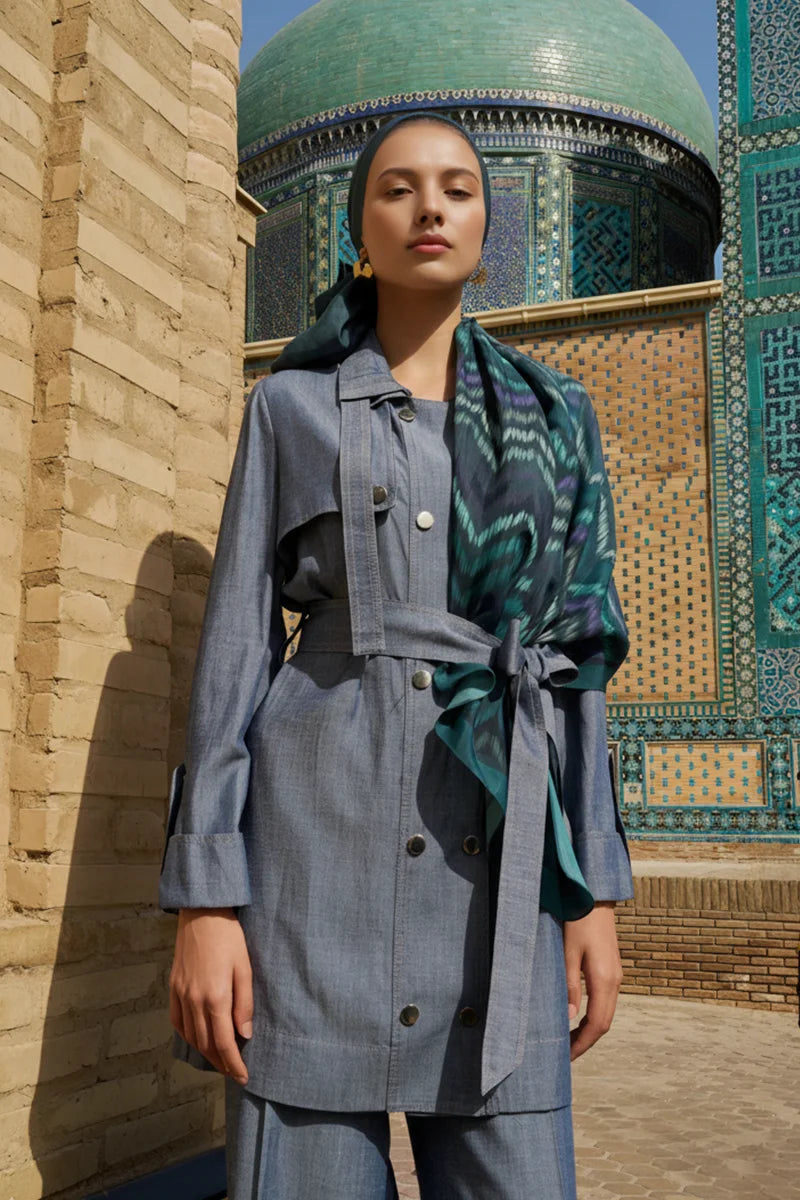 Velisse Floş Viskon Şal - Petrol