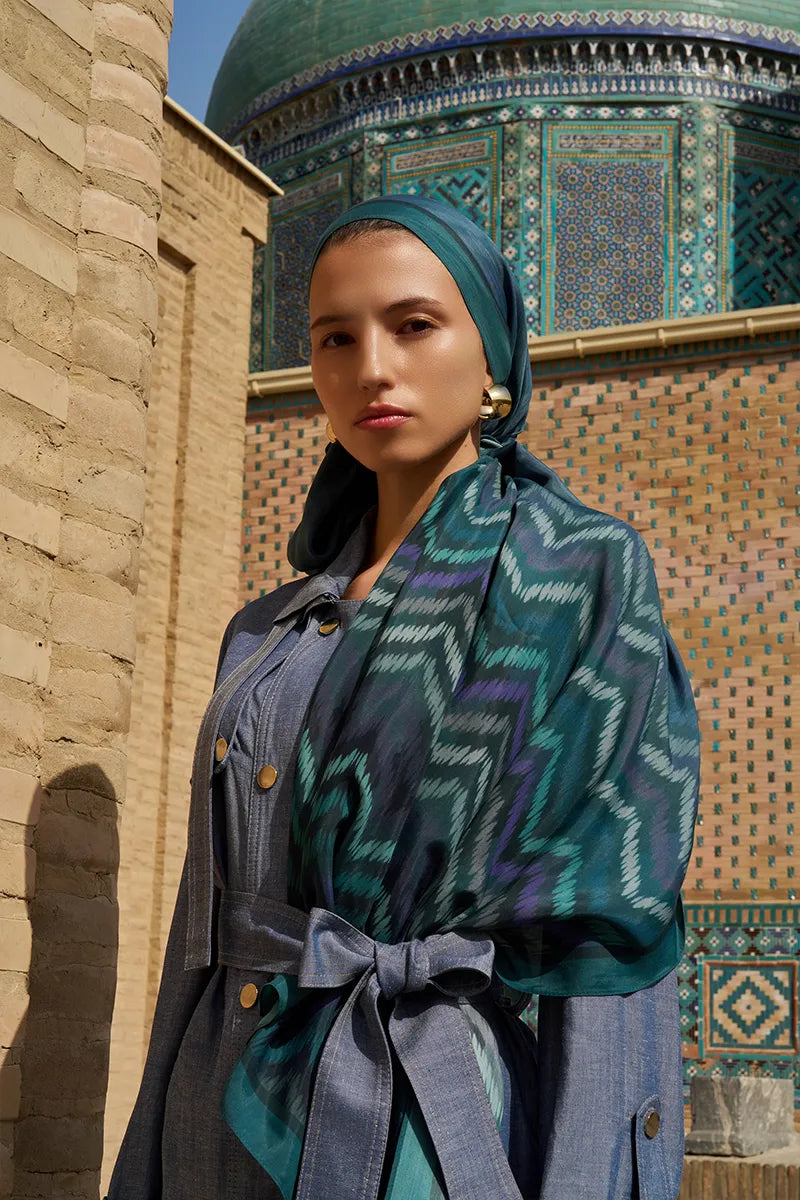 Velisse Floş Viskon Şal - Petrol