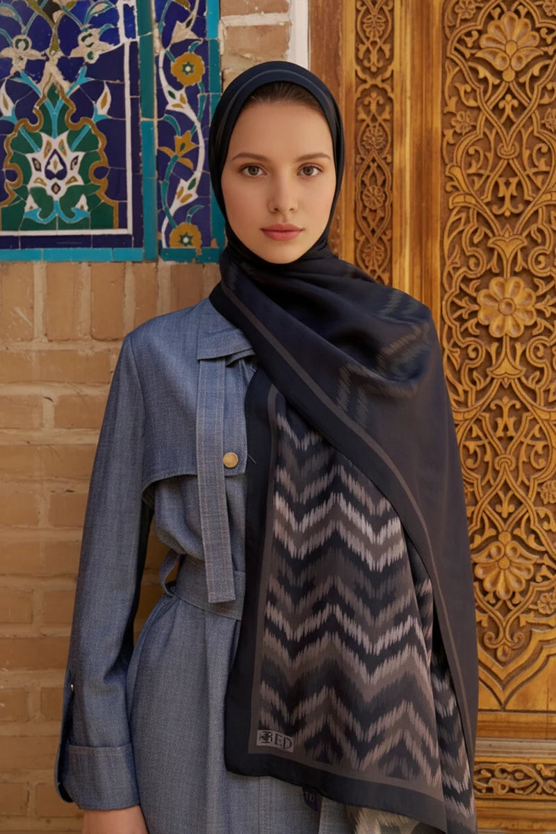 Velisse Floş Viskon Şal - Siyah