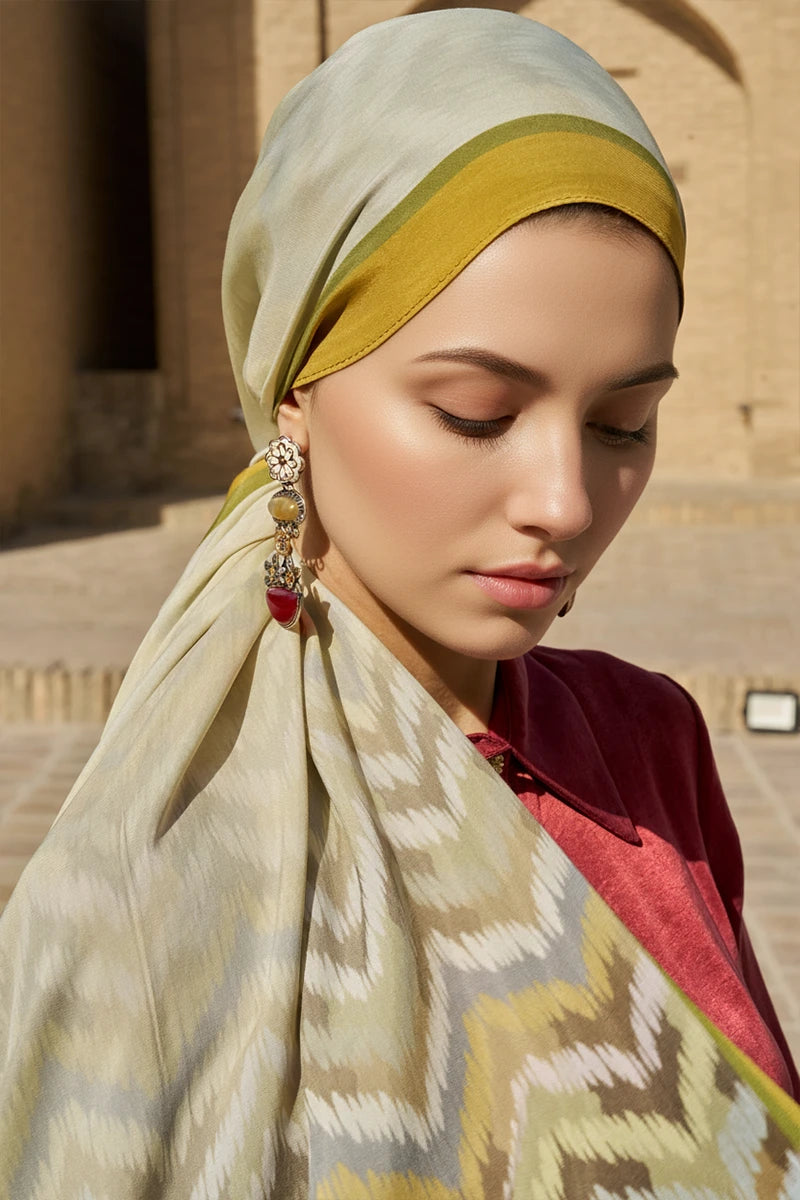 Velisse Floş Viskon Şal - Yağ Yeşili