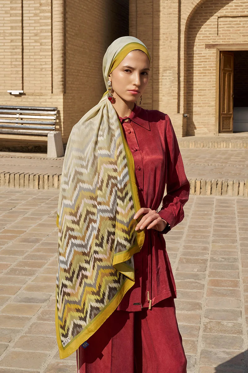 Velisse Floş Viskon Şal - Yağ Yeşili