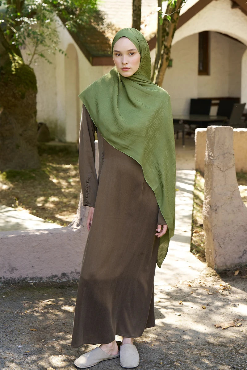 Naia Cotton Logo Pattern Shawl - Green