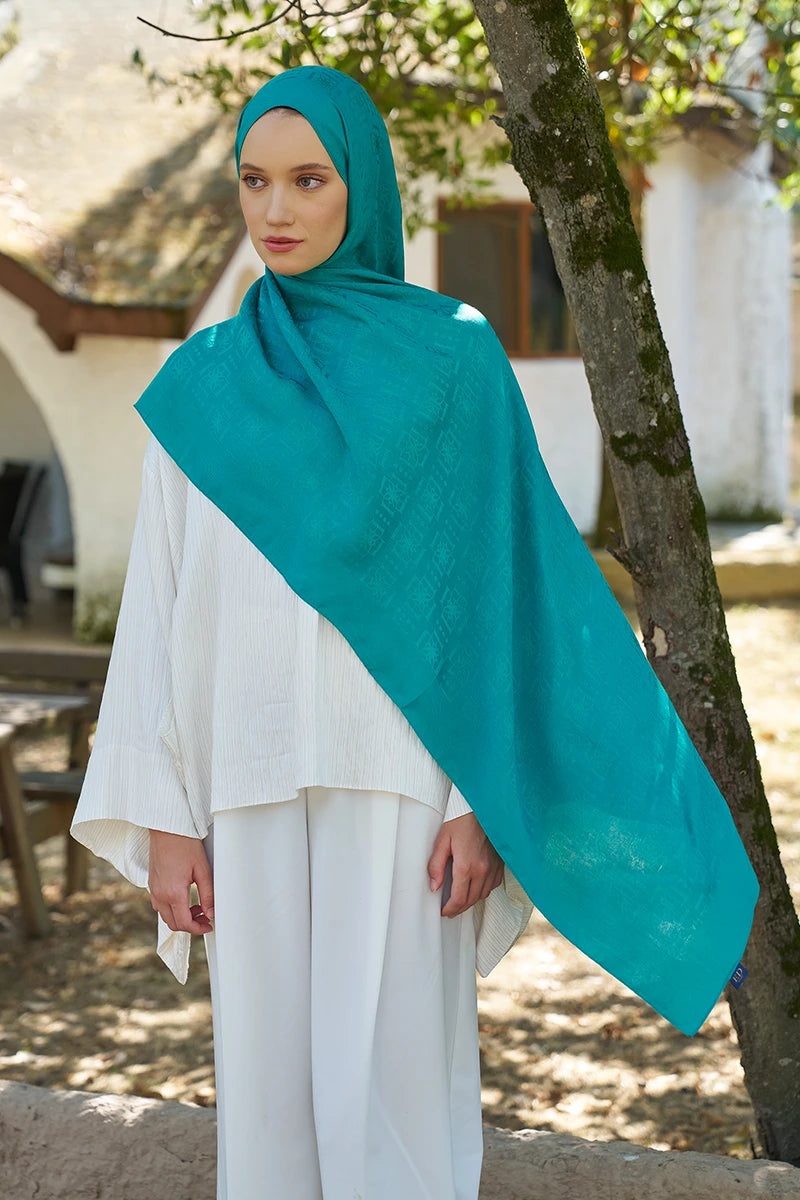 Naia Cotton Logo Pattern Shawl - Benetton