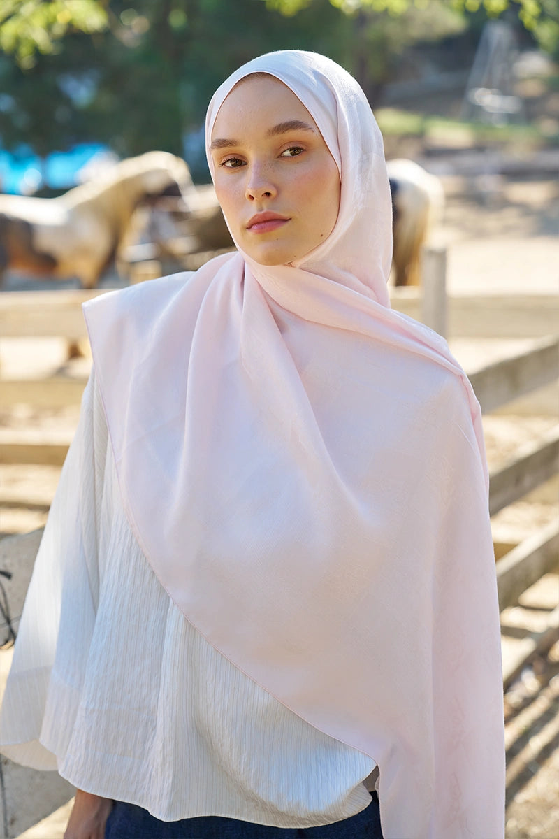 Naia Cotton Monogram Pattern Shawl - Powder Pink