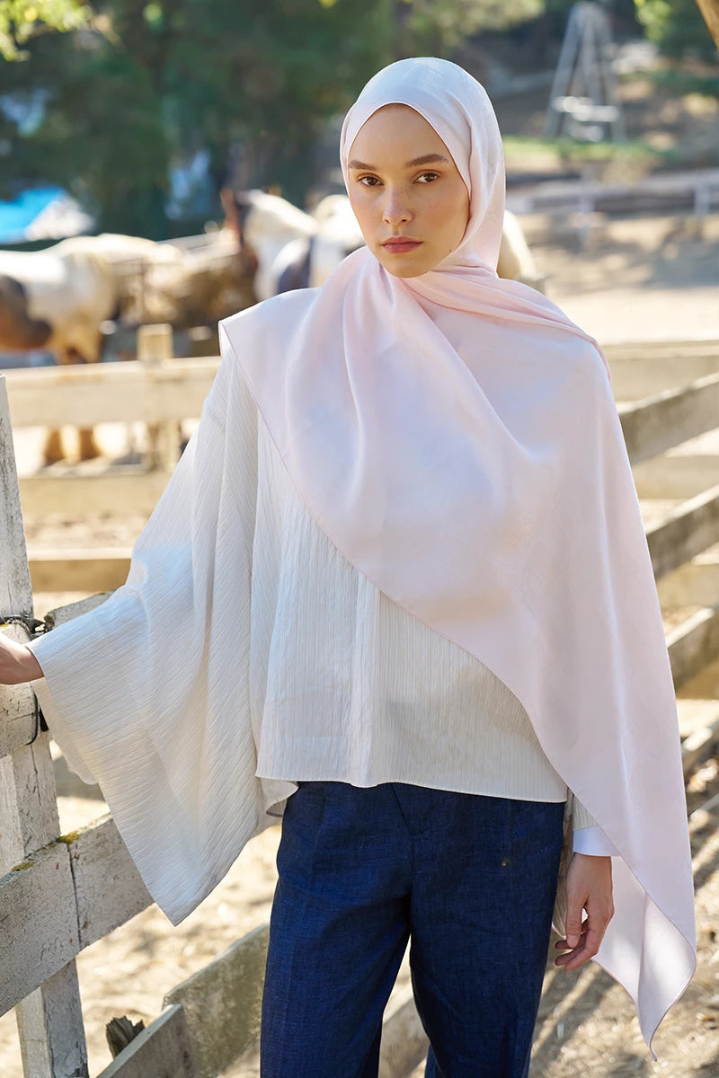 Naia Cotton Monogram Pattern Shawl - Powder Pink