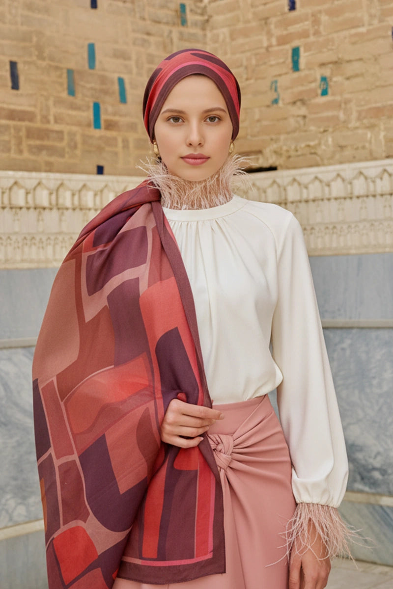 Wise Cotton Modal Shawl - Burgundy