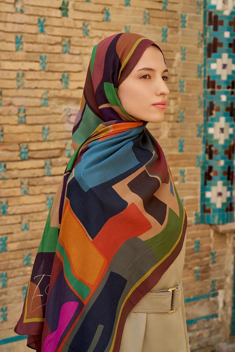 Wise Cotton Modal Shawl - Reddish Brown