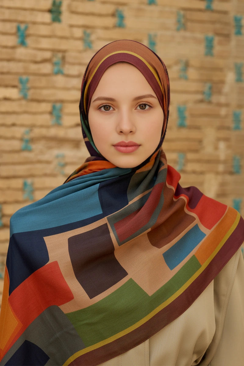 Wise Cotton Modal Shawl - Reddish Brown