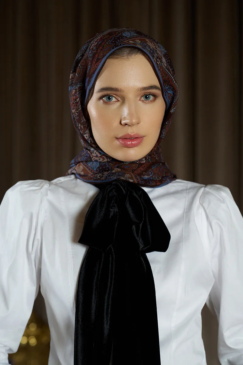 Yün İpek Aurora Şal - Kahve