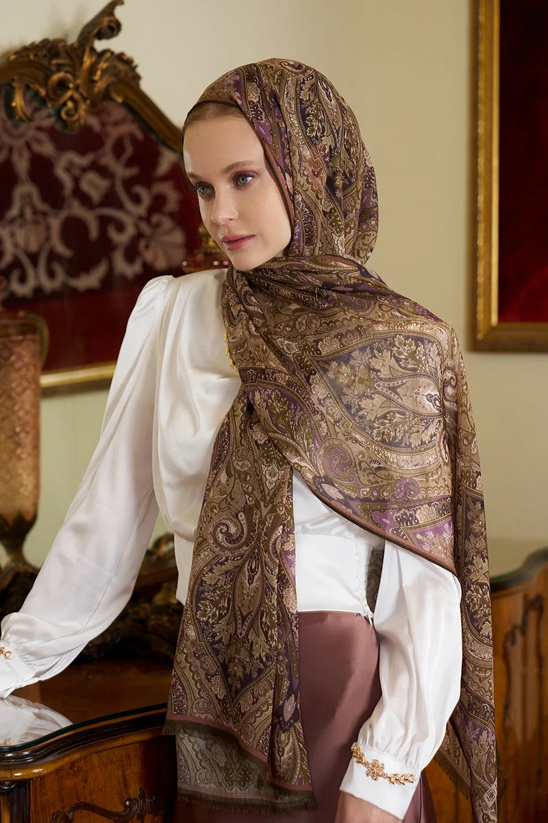 Yün İpek Aurora Şal - Bej