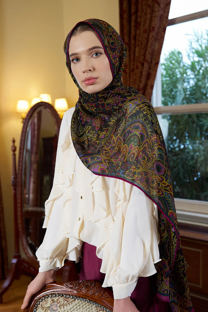 Yün İpek Celia Şal - Mor