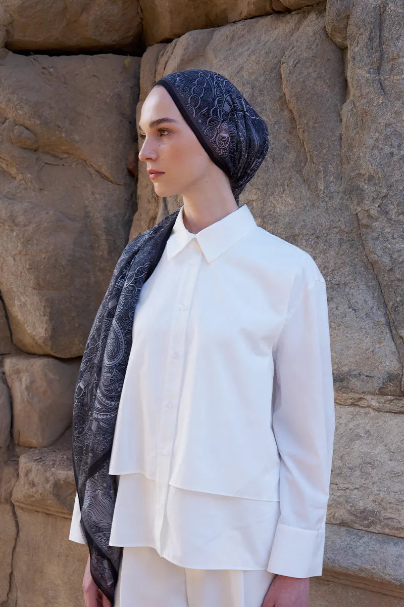 Yün İpek Landy Şal - Siyah