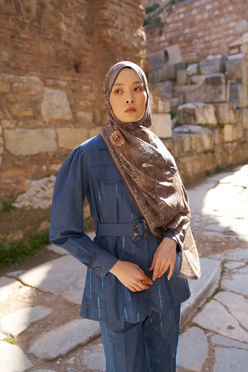 Yün İpek Landy Şal - Vizon