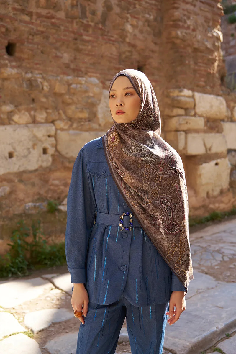 Yün İpek Landy Şal - Vizon