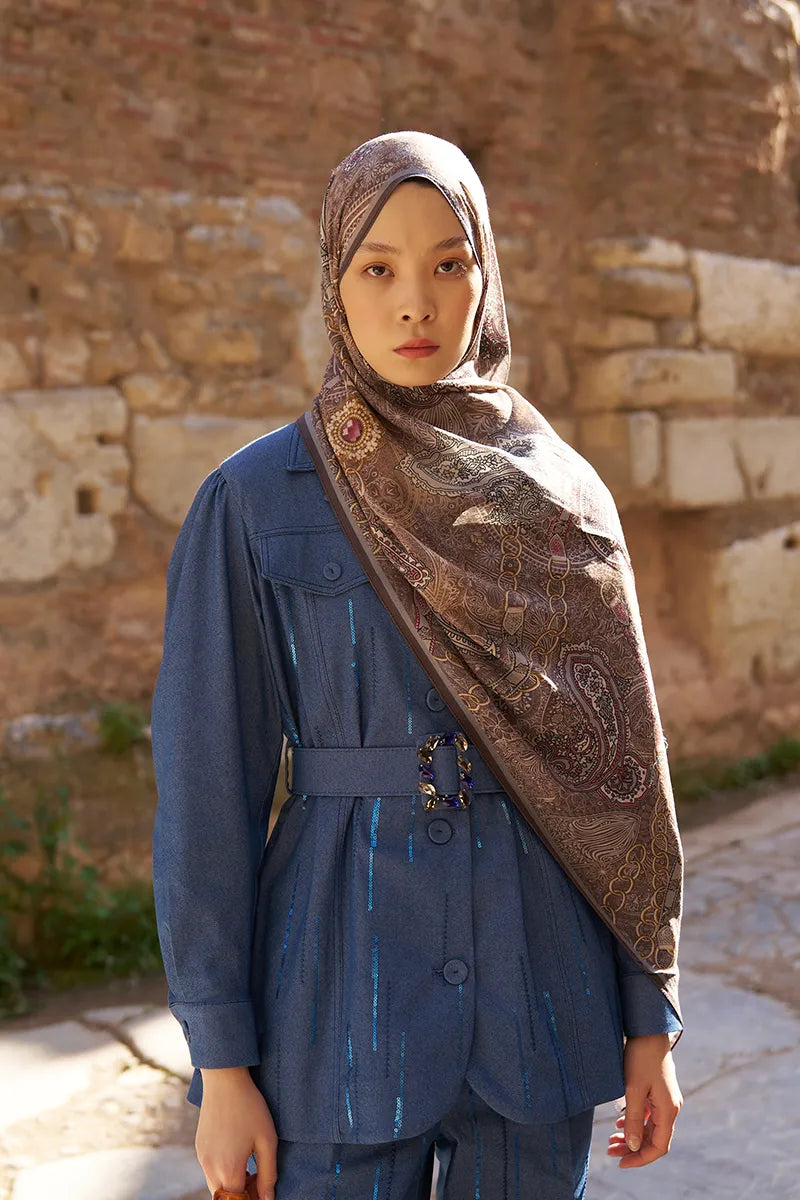 Yün İpek Landy Şal - Vizon