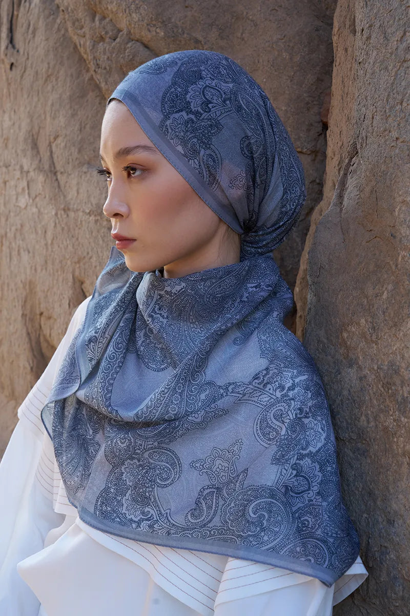 Yün İpek Liberty Şal - Gri