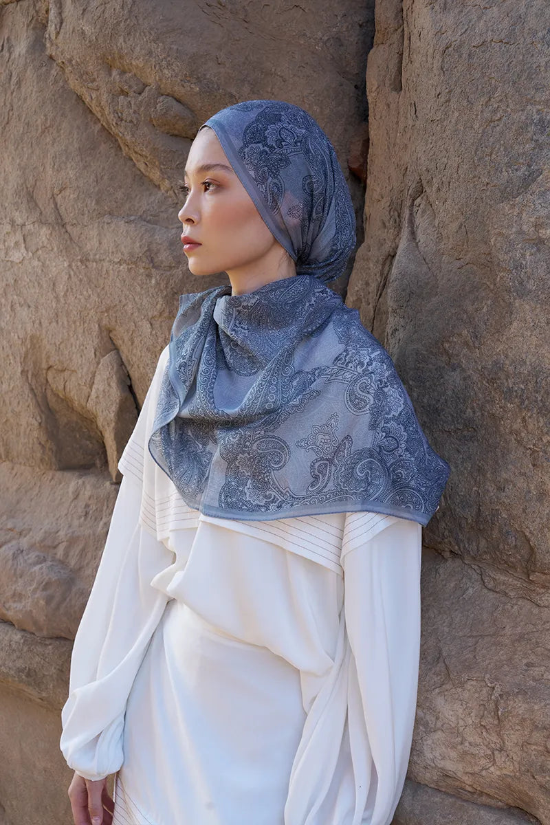 Yün İpek Liberty Şal - Gri