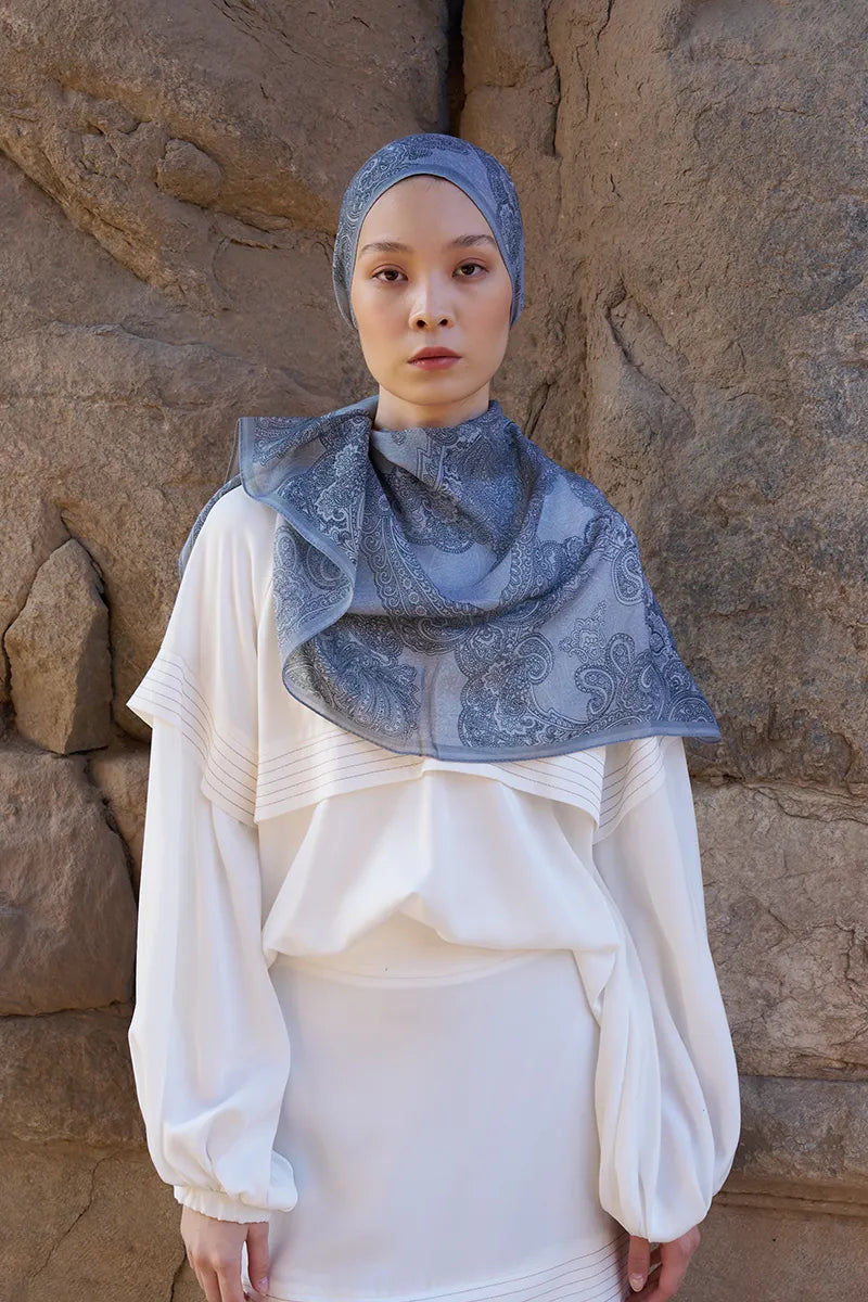 Yün İpek Liberty Şal - Gri