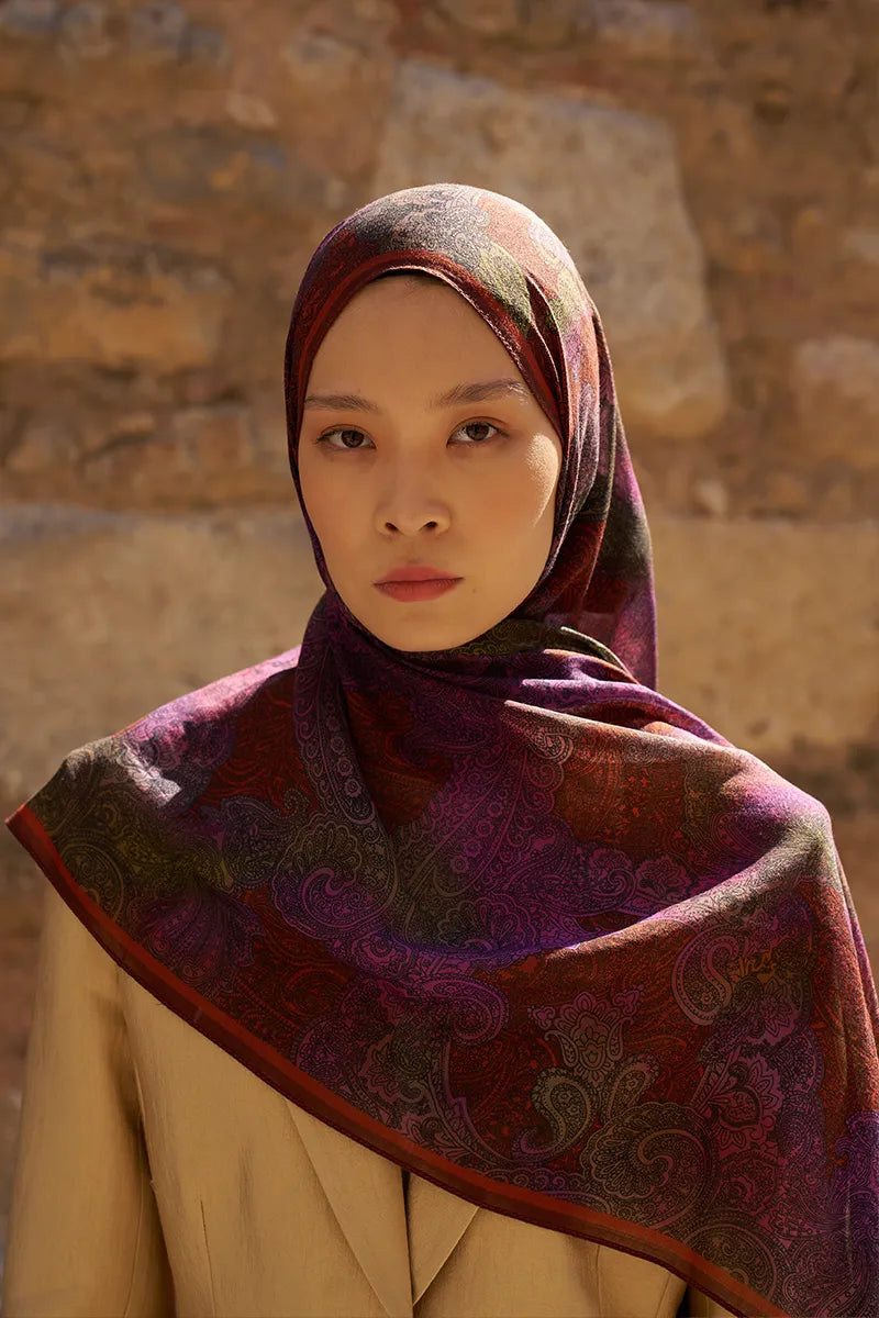 Yün İpek Liberty Şal - Kırmızı