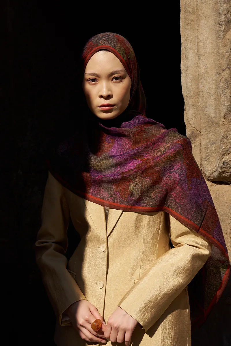 Wool Silk Liberty Shawl - Red