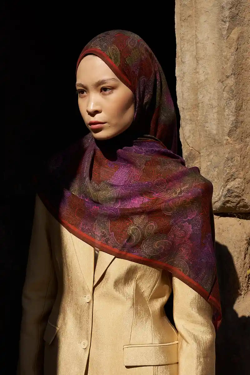 Yün İpek Liberty Şal - Kırmızı