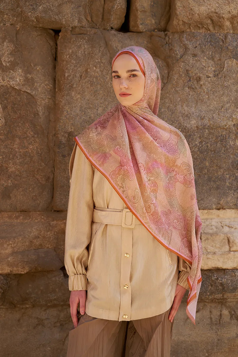 Yün İpek Liberty Şal - Turuncu