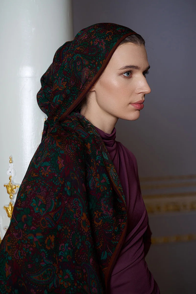 Yün İpek Liore Şal - Mürdüm