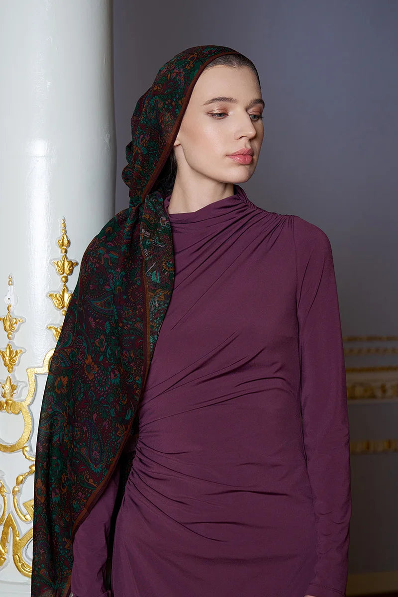 Yün İpek Liore Şal - Mürdüm