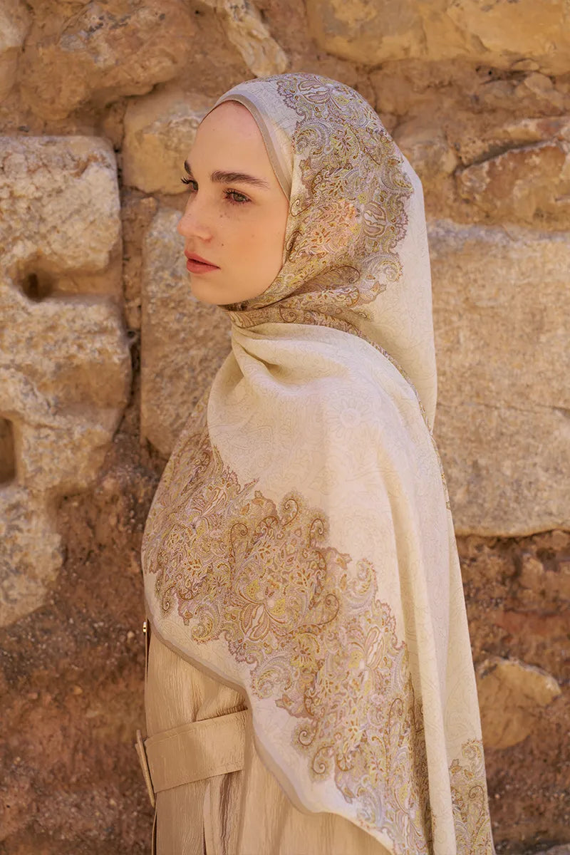 Yün İpek Roselya Şal - Sarı