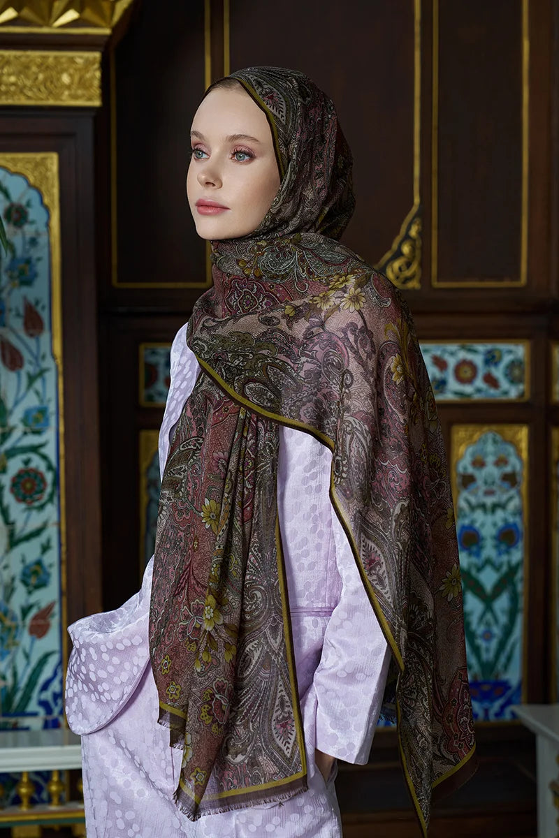 Yün İpek Seraph Şal - Mocha