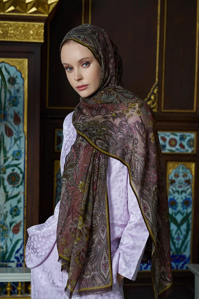 Yün İpek Seraph Şal - Mocha