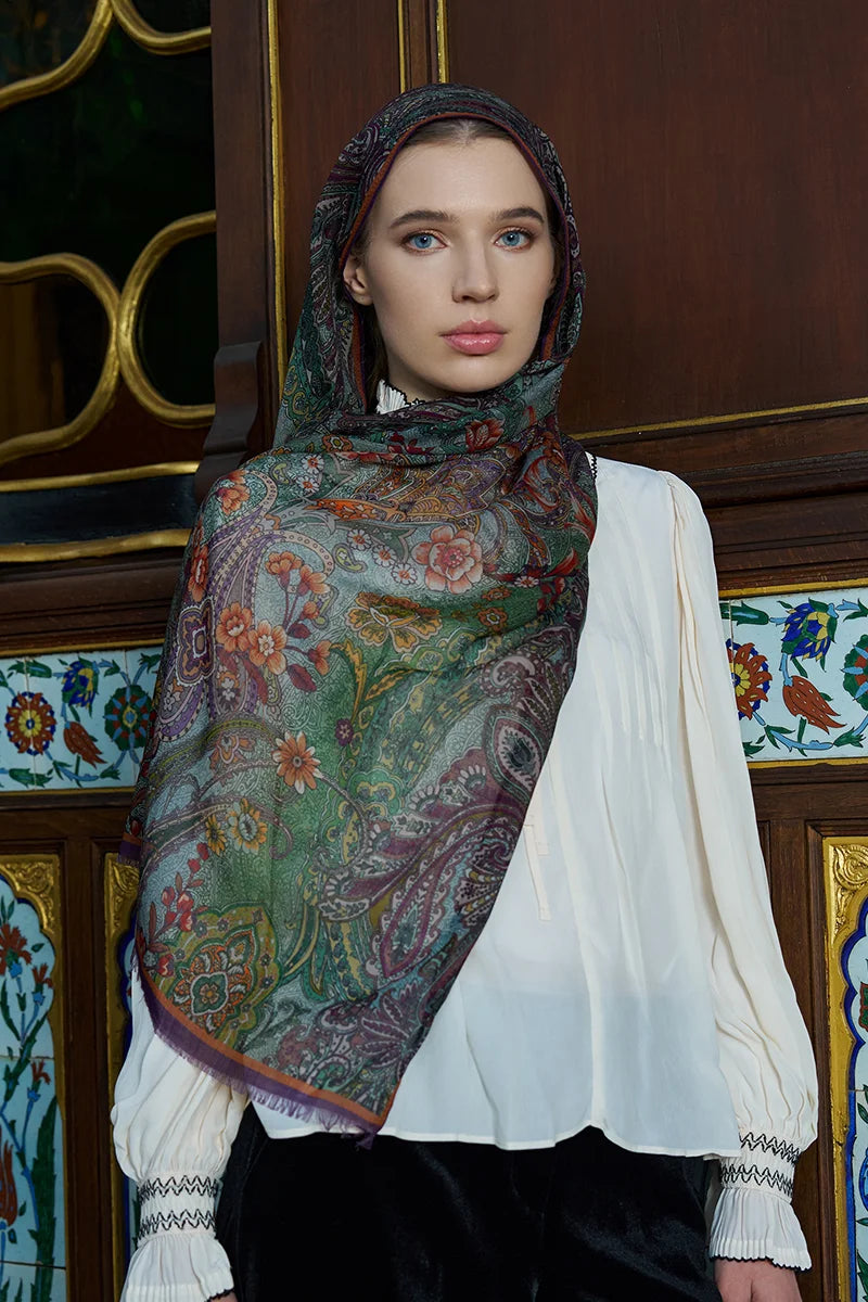 Yün İpek Seraph Şal - Mor