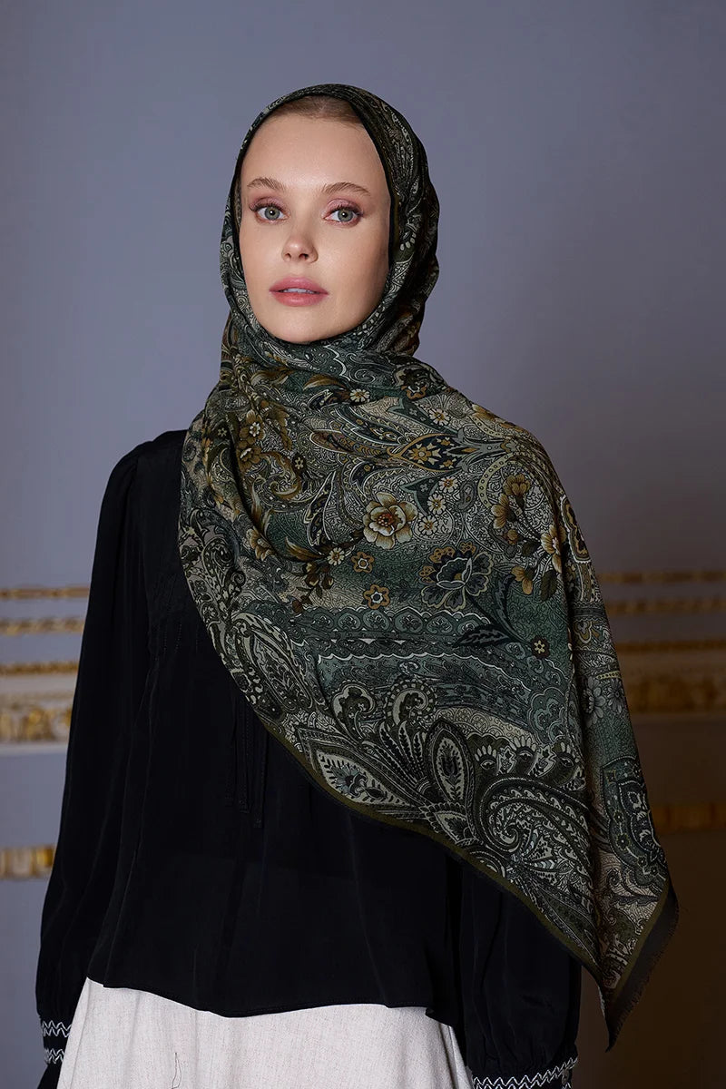 Yün İpek Seraph Şal - Yeşil