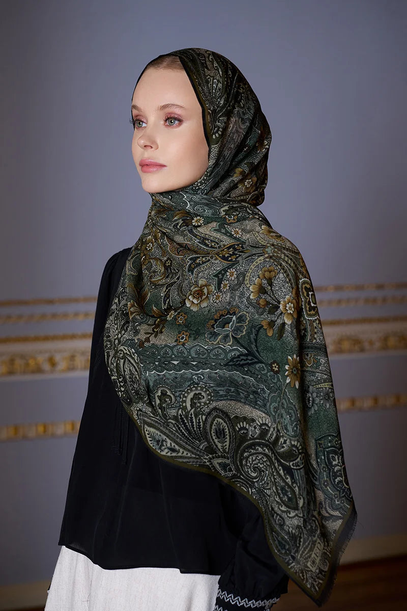 Yün İpek Seraph Şal - Yeşil