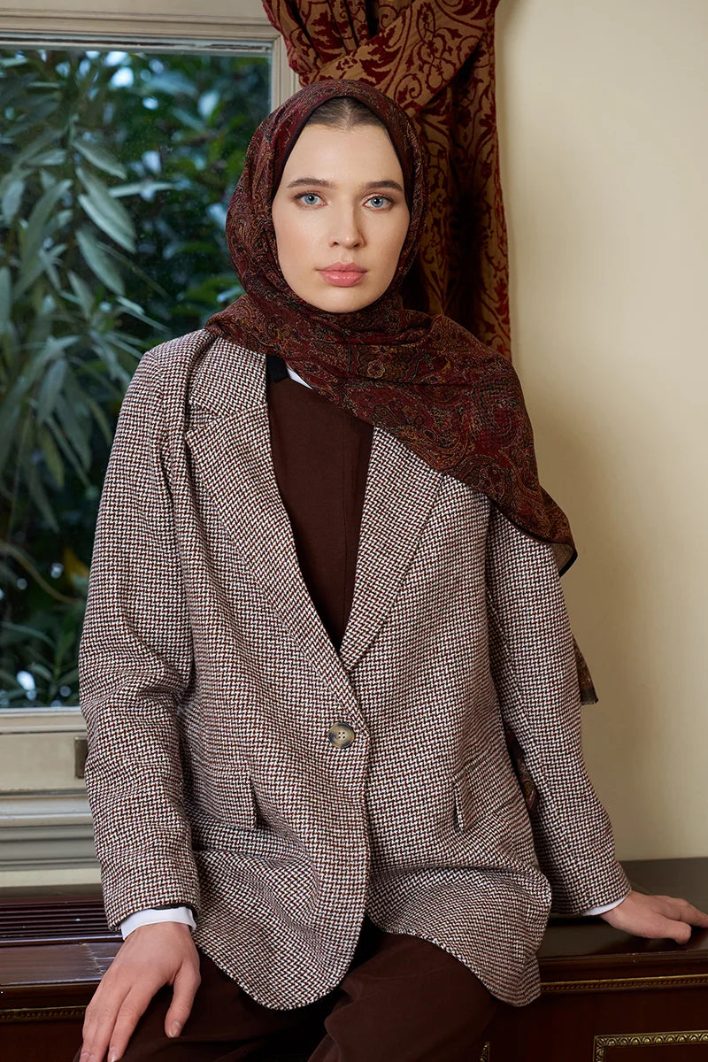 Yün İpek Shade Şal - Kahve