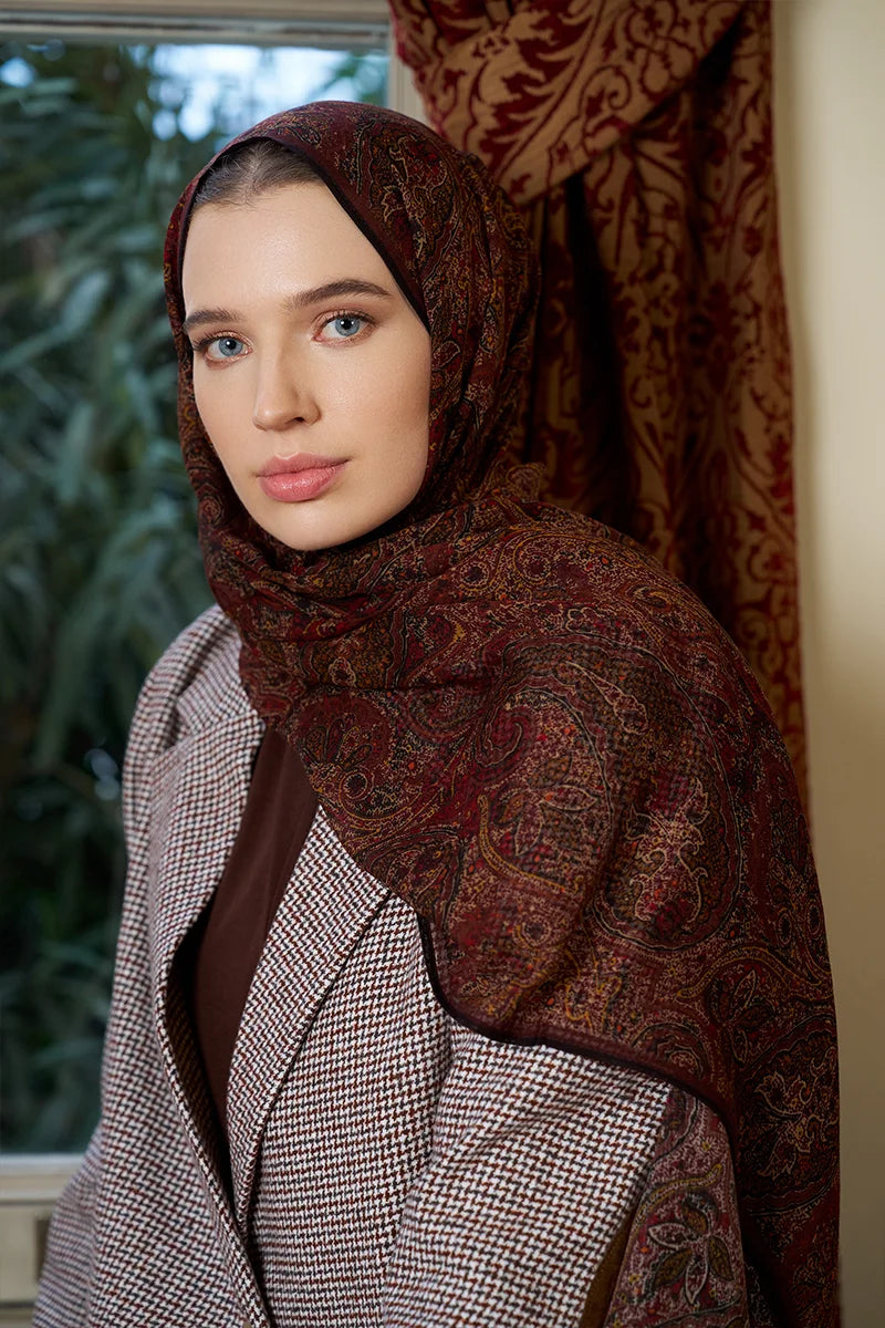 Yün İpek Shade Şal - Kahve