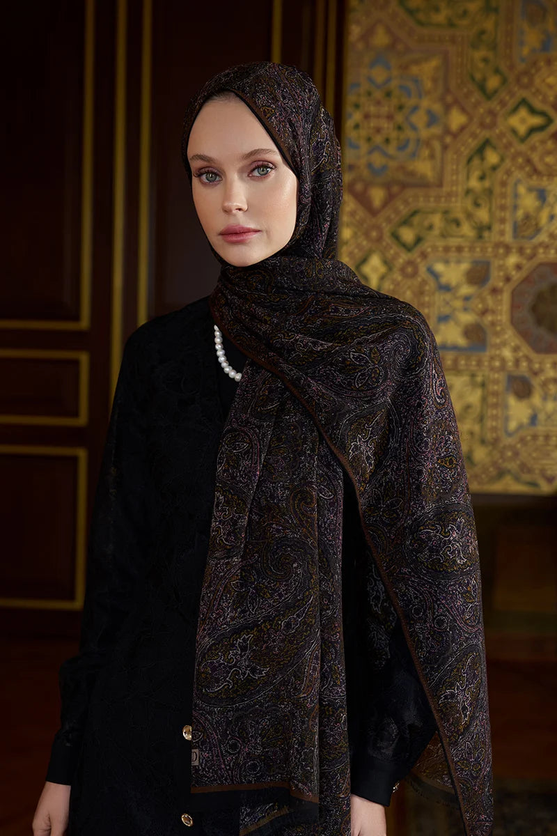 Yün İpek Shade Şal - Siyah