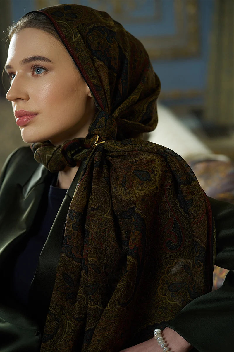 Yün İpek Shade Şal - Yeşil