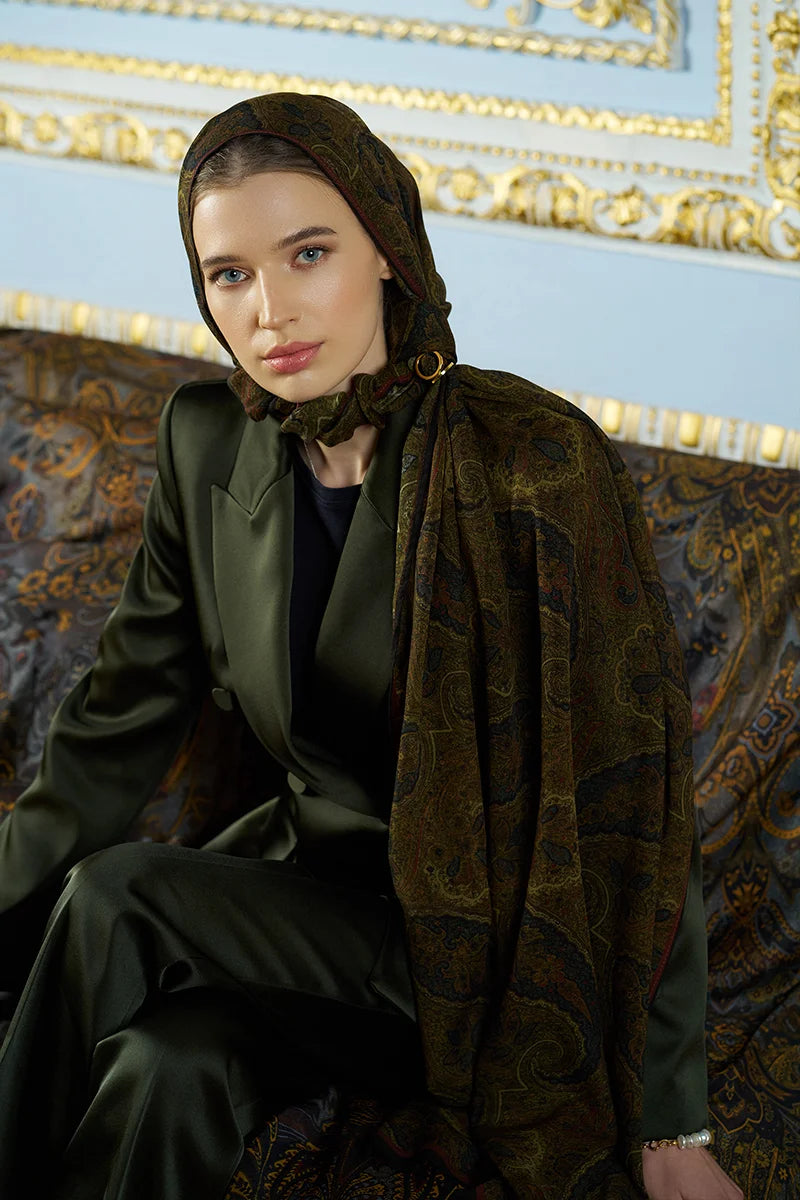 Yün İpek Shade Şal - Yeşil